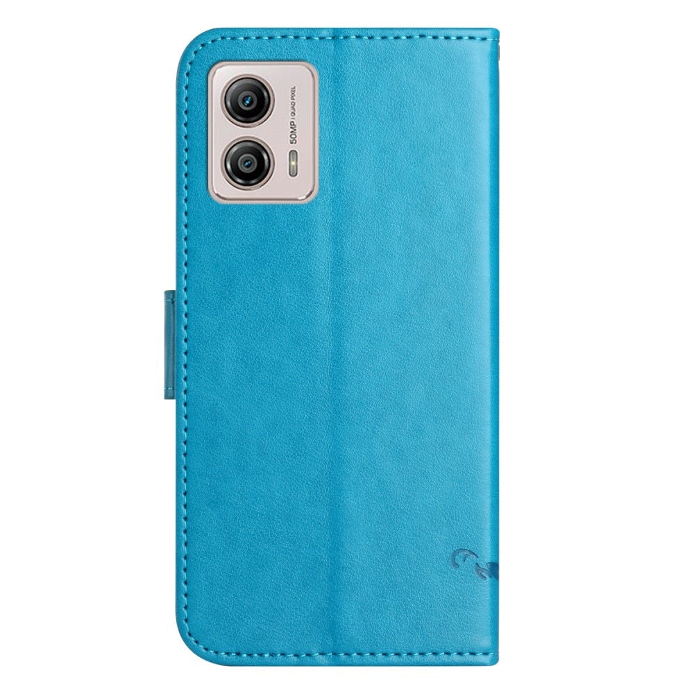 Nahkakotelo Perhonen Motorola Moto G53 sininen