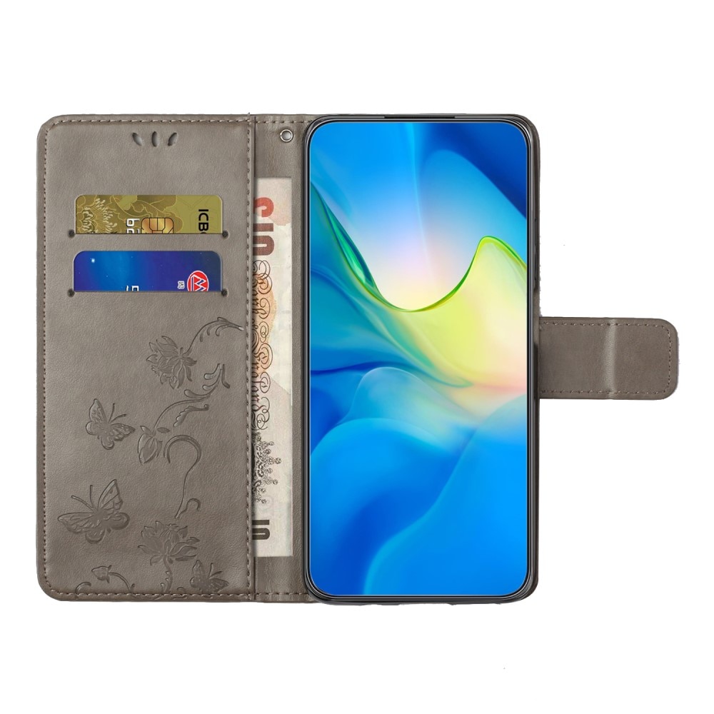 Nahkakotelo Perhonen Motorola Moto G53 Harmaa