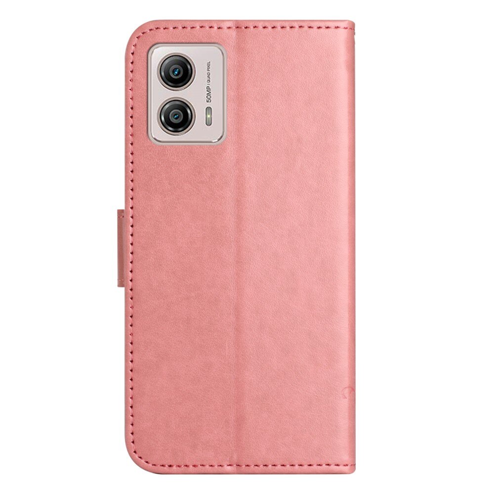 Nahkakotelo Perhonen Motorola Moto G53 Vaaleanpunainen