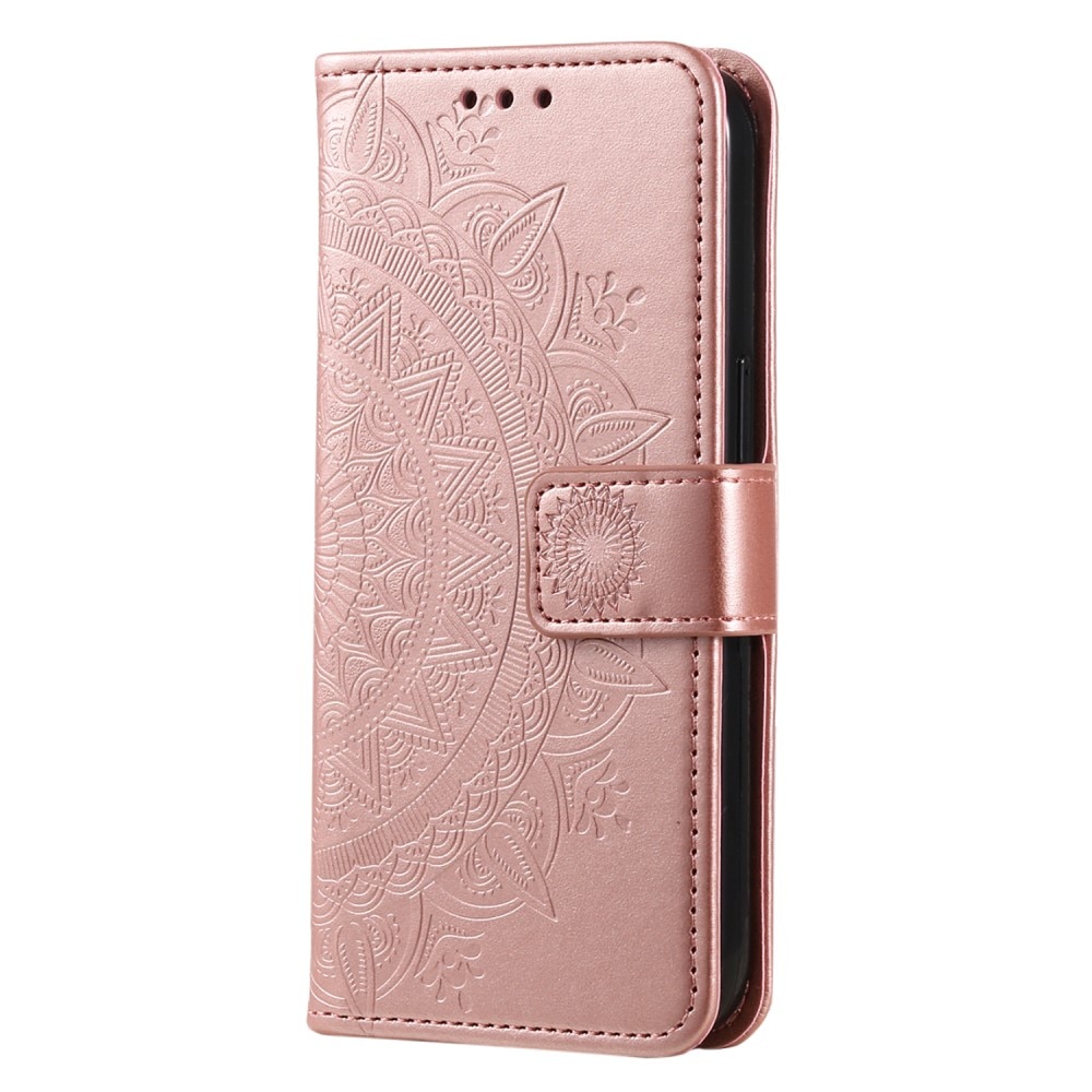 Nahkakotelo Mandala Xiaomi Redmi 12C ruusukulta