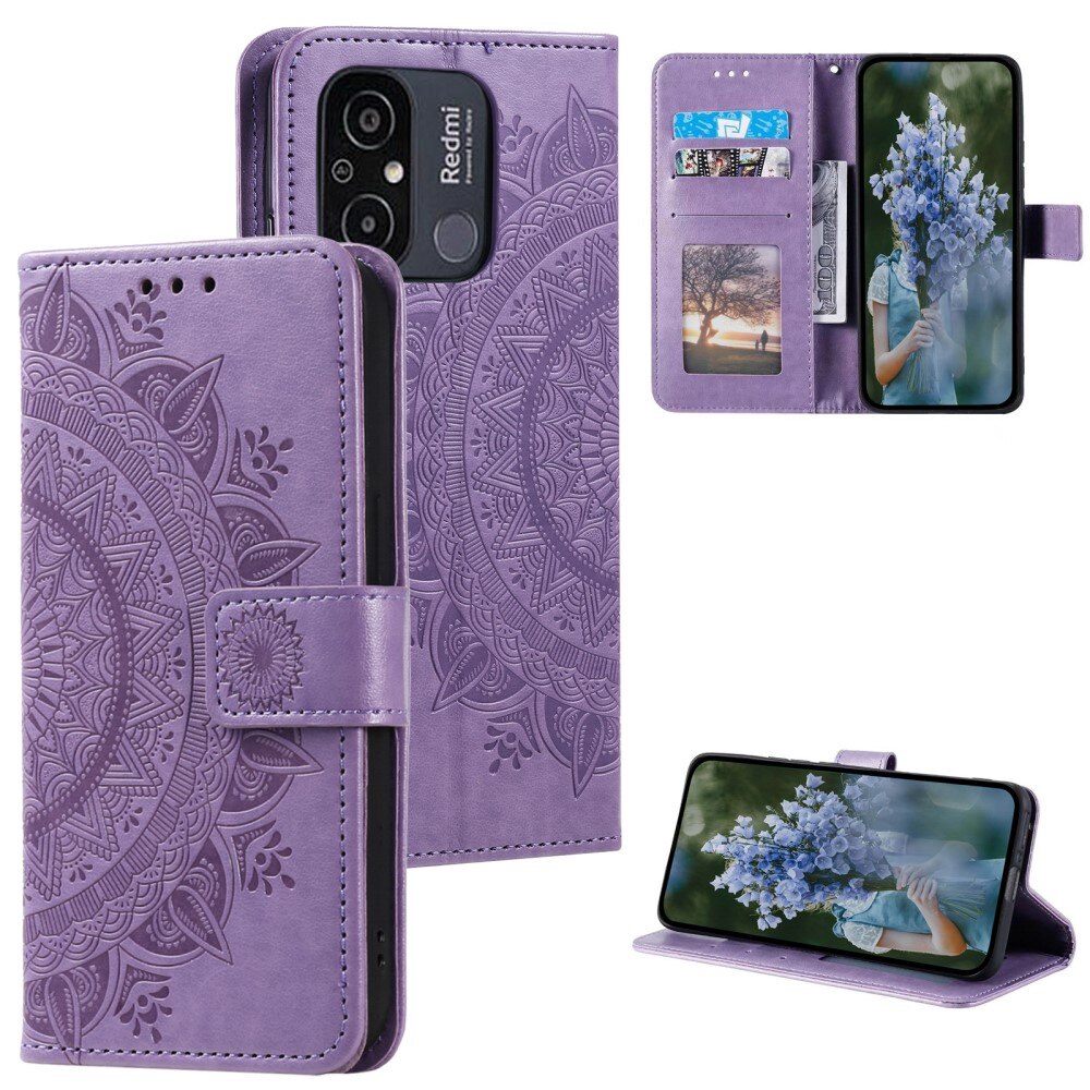 Nahkakotelo Mandala Xiaomi Redmi 12C liila