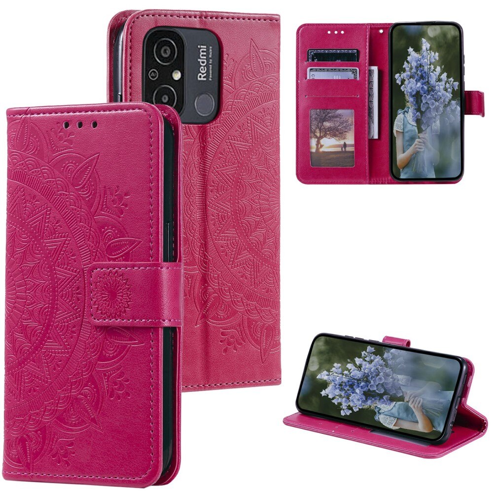 Nahkakotelo Mandala Xiaomi Redmi 12C cerise