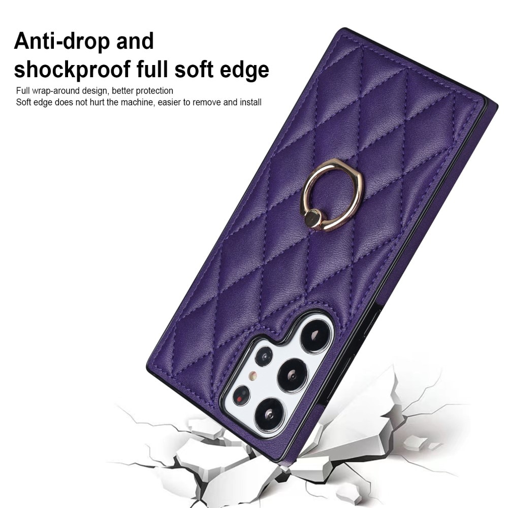 Case Finger Ring Samsung Galaxy S23 Ultra Quilted liila