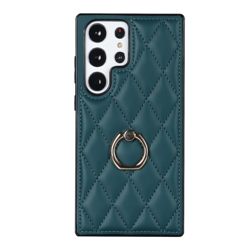 Case Finger Ring Samsung Galaxy S23 Ultra Quilted vihreä