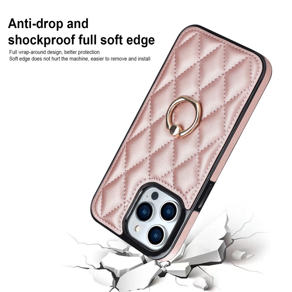 Case Finger Ring iPhone 14 Pro Quilted ruusukulta