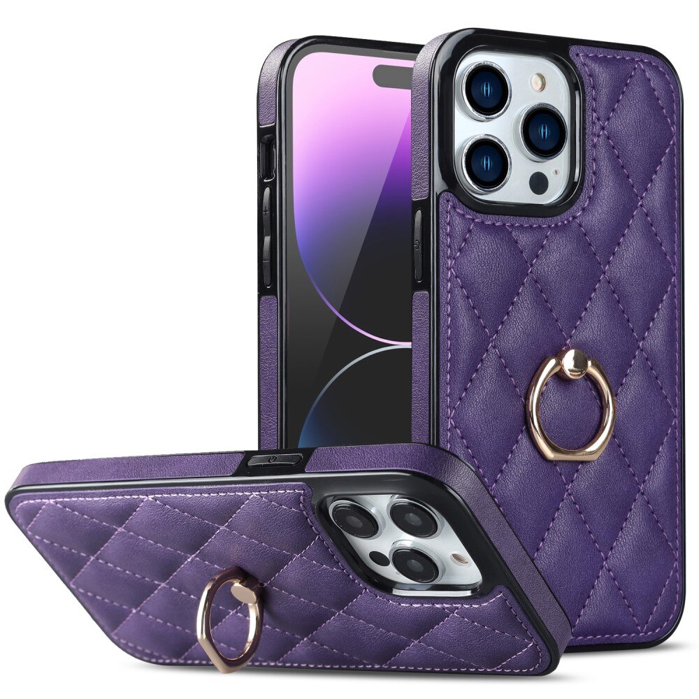 Case Finger Ring iPhone 14 Pro Quilted liila