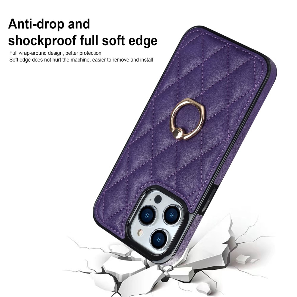 Case Finger Ring iPhone 14 Pro Quilted liila