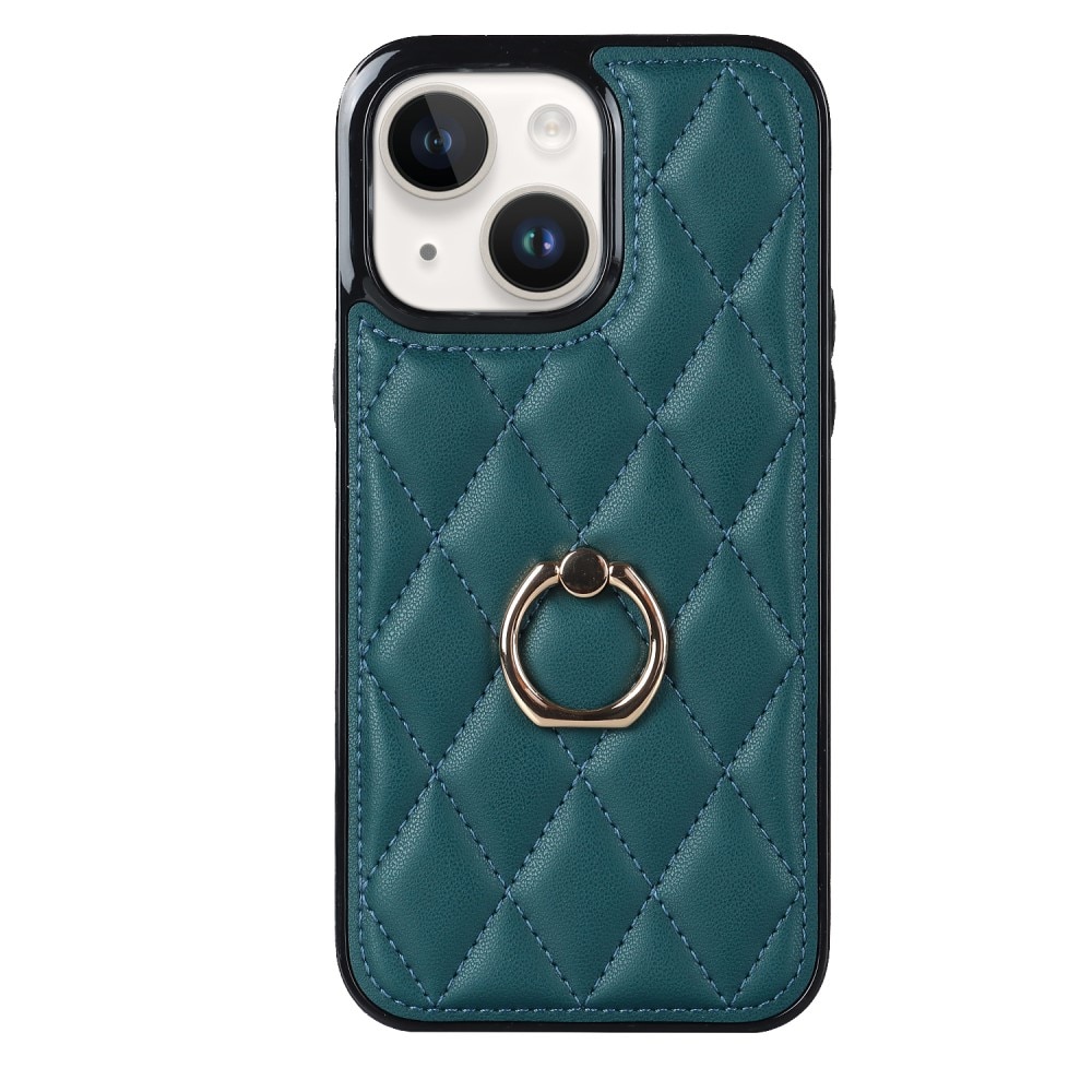 Case Finger Ring iPhone 14 Quilted vihreä