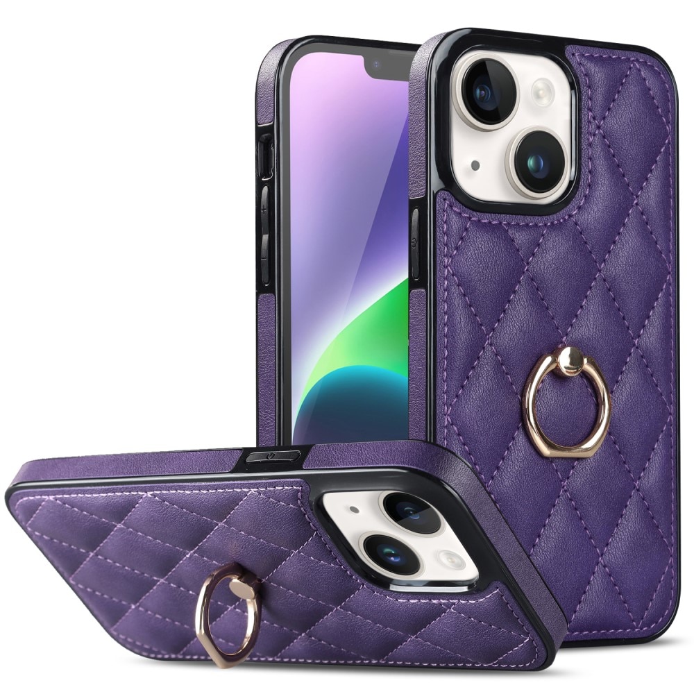 Case Finger Ring iPhone 14 Quilted liila