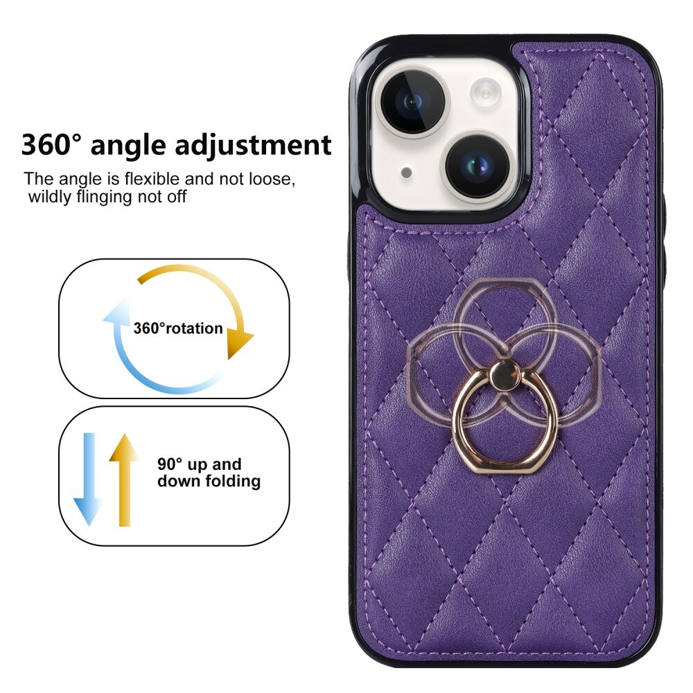 Case Finger Ring iPhone 14 Quilted liila
