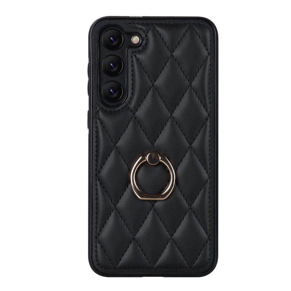 Case Finger Ring Samsung Galaxy S23 Quilted musta