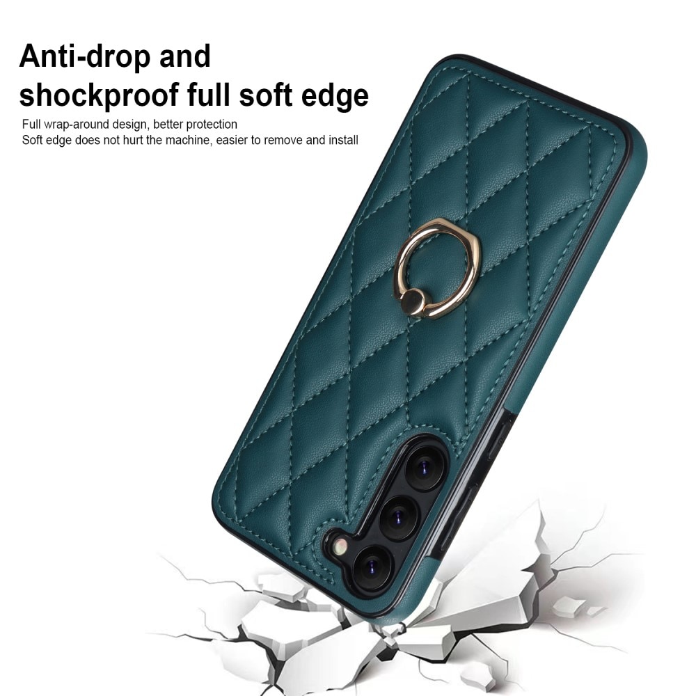 Case Finger Ring Samsung Galaxy S23 Quilted vihreä