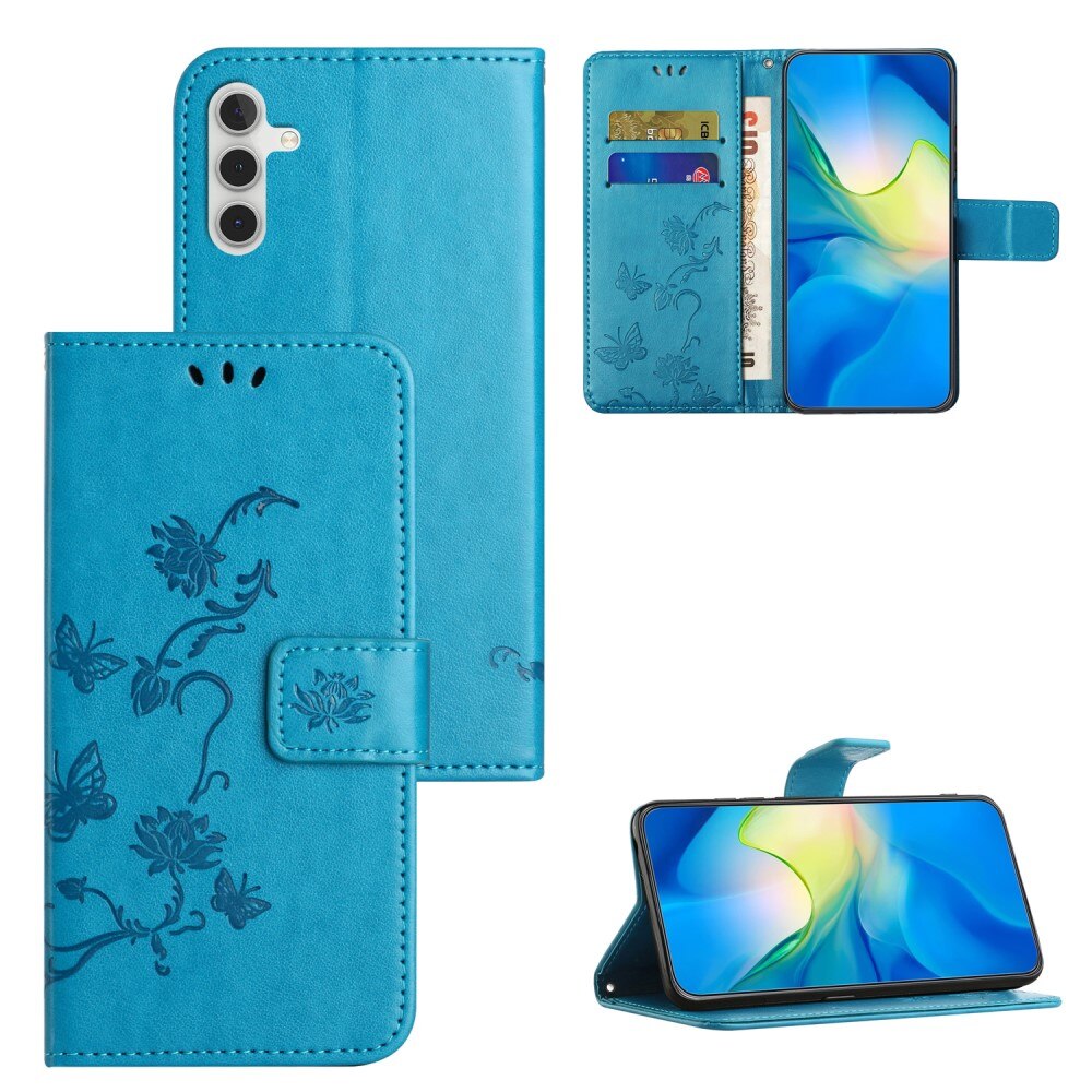 Nahkakotelo Perhonen Samsung Galaxy A24 Sininen