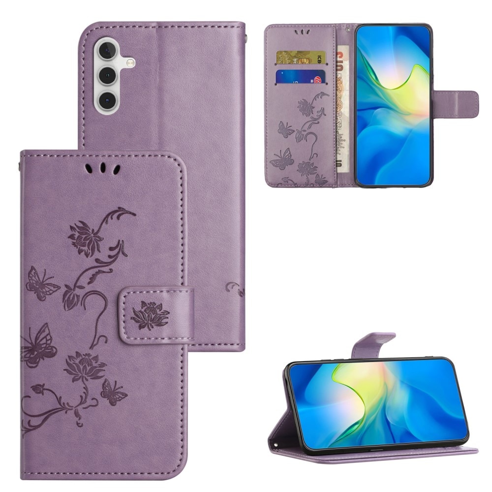 Nahkakotelo Perhonen Samsung Galaxy A24 Liila