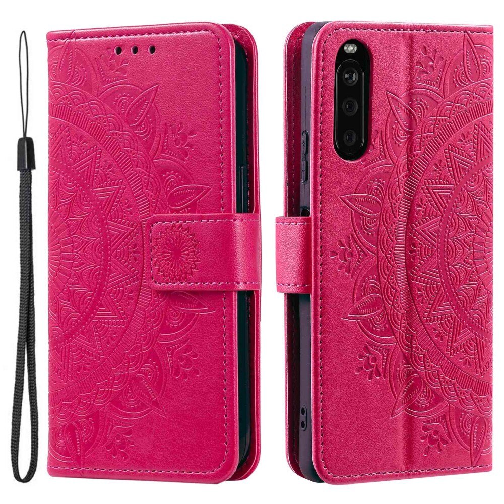 Nahkakotelo Mandala Sony Xperia 10 V cerise