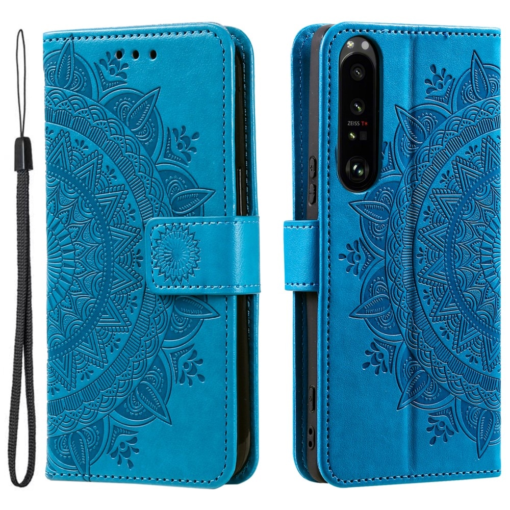 Nahkakotelo Mandala Sony Xperia 1 V sininen