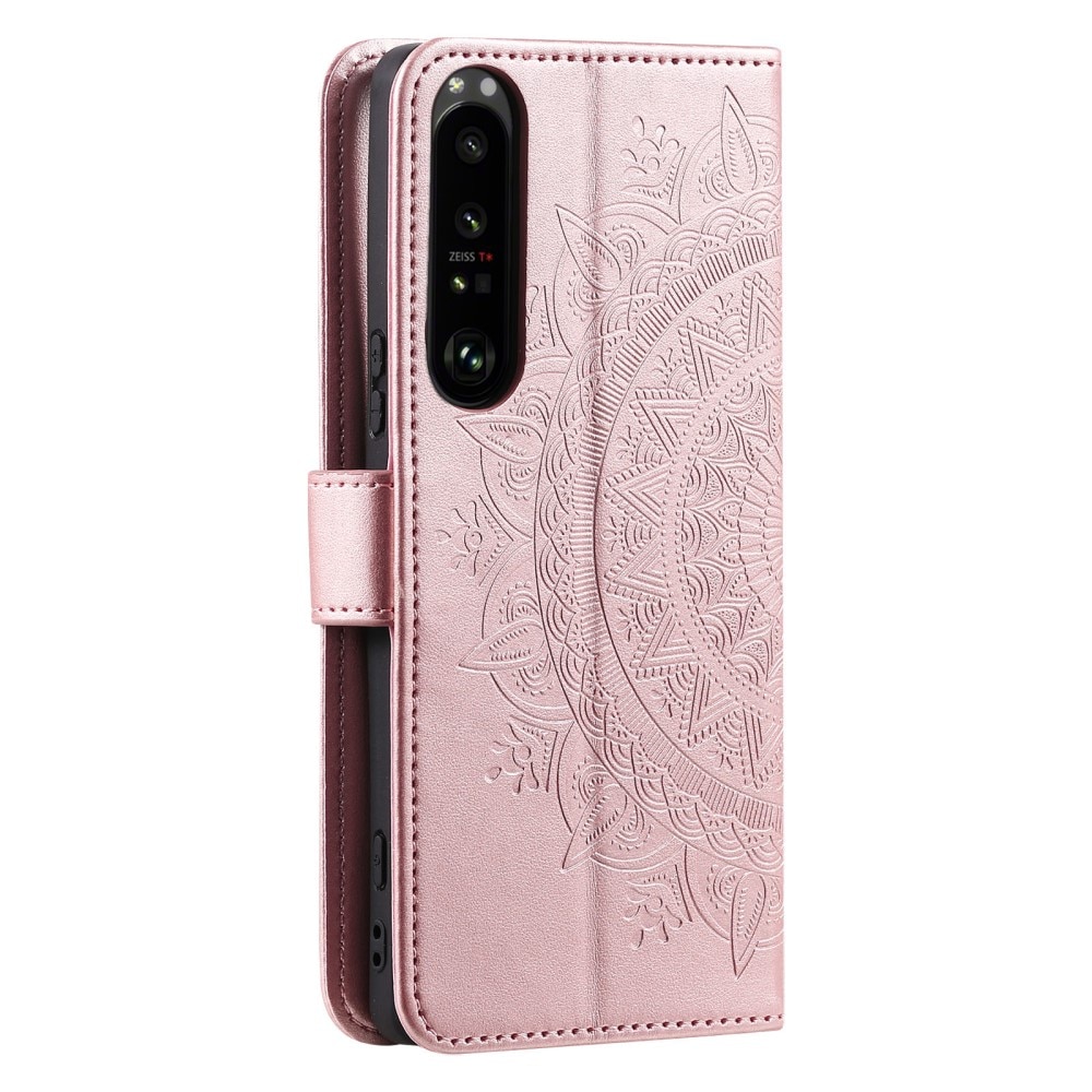 Nahkakotelo Mandala Sony Xperia 1 V ruusukulta