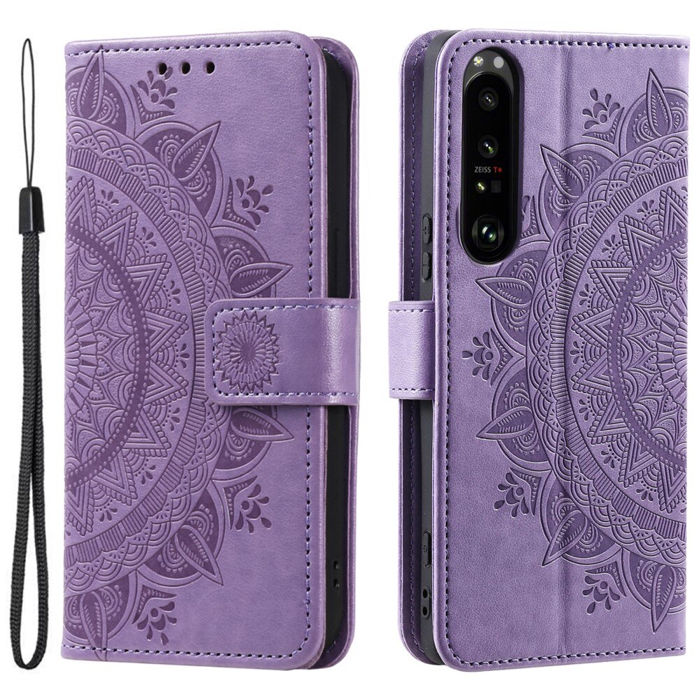 Nahkakotelo Mandala Sony Xperia 1 V liila