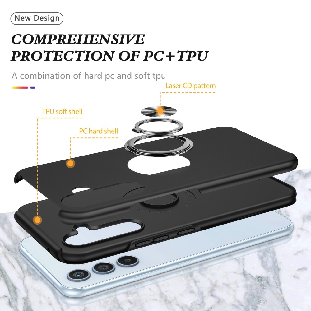 TPU Case Finger Ring Kickstand Samsung Galaxy A54 musta