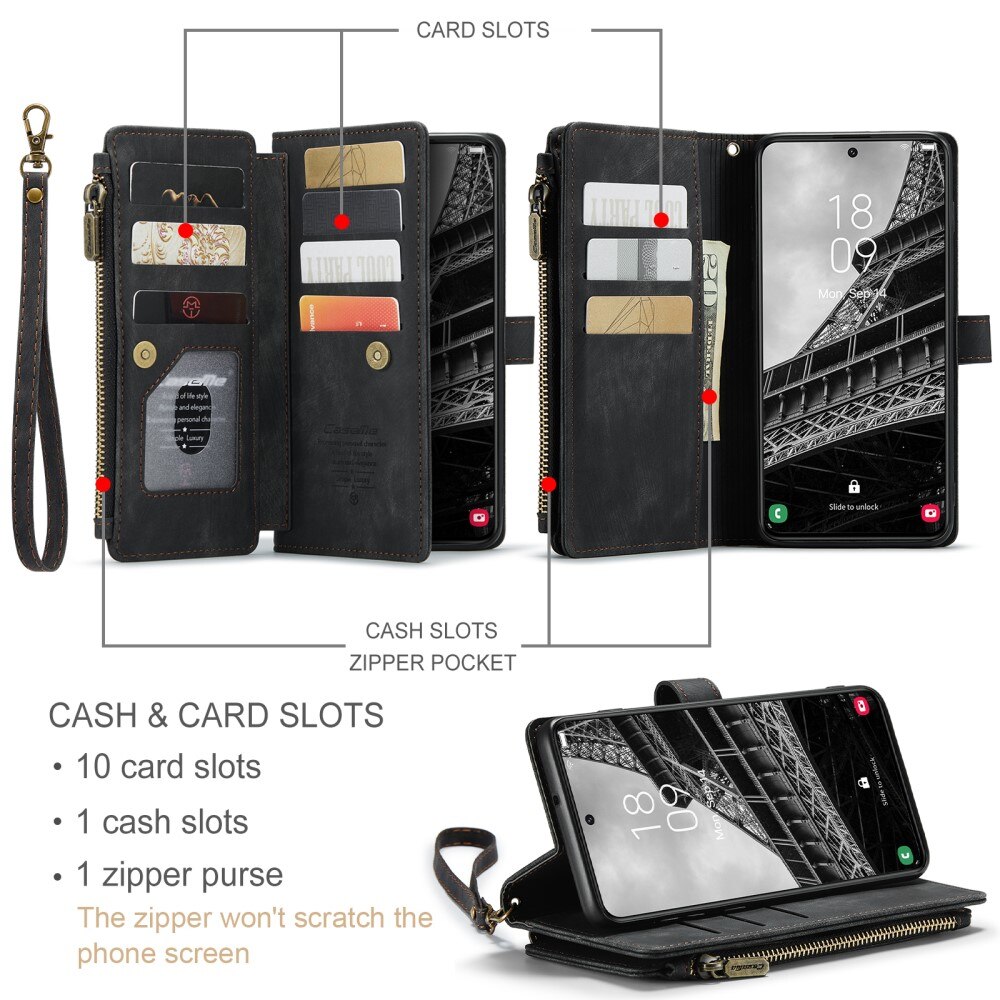 Zipper Wallet Samsung Galaxy S23 Plus musta