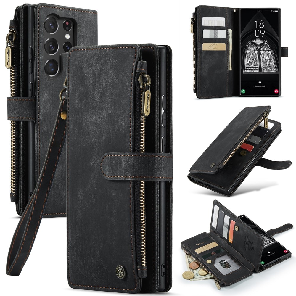 Zipper Wallet Samsung Galaxy S23 Ultra musta