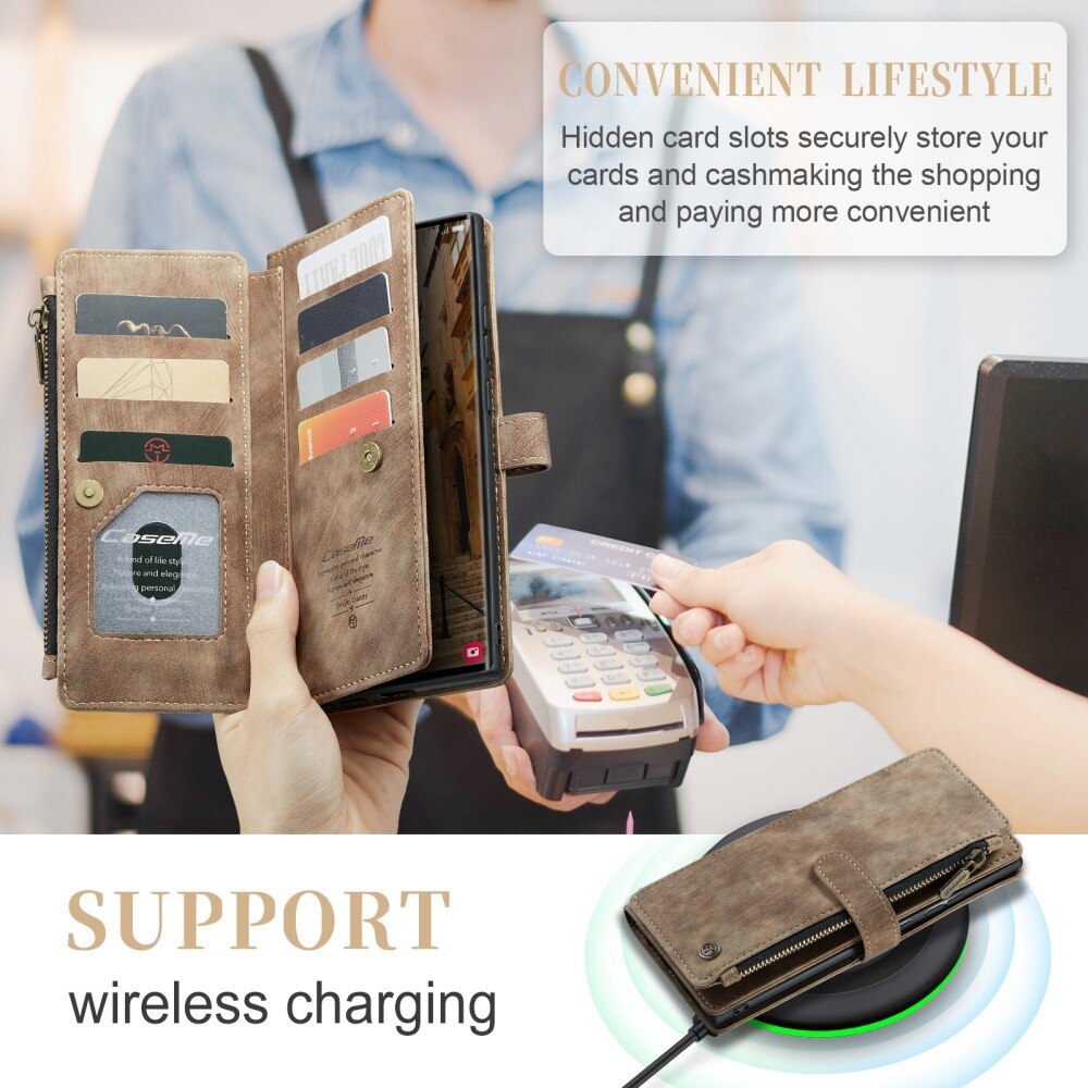 Zipper Wallet Samsung Galaxy S23 Ultra Ruskea