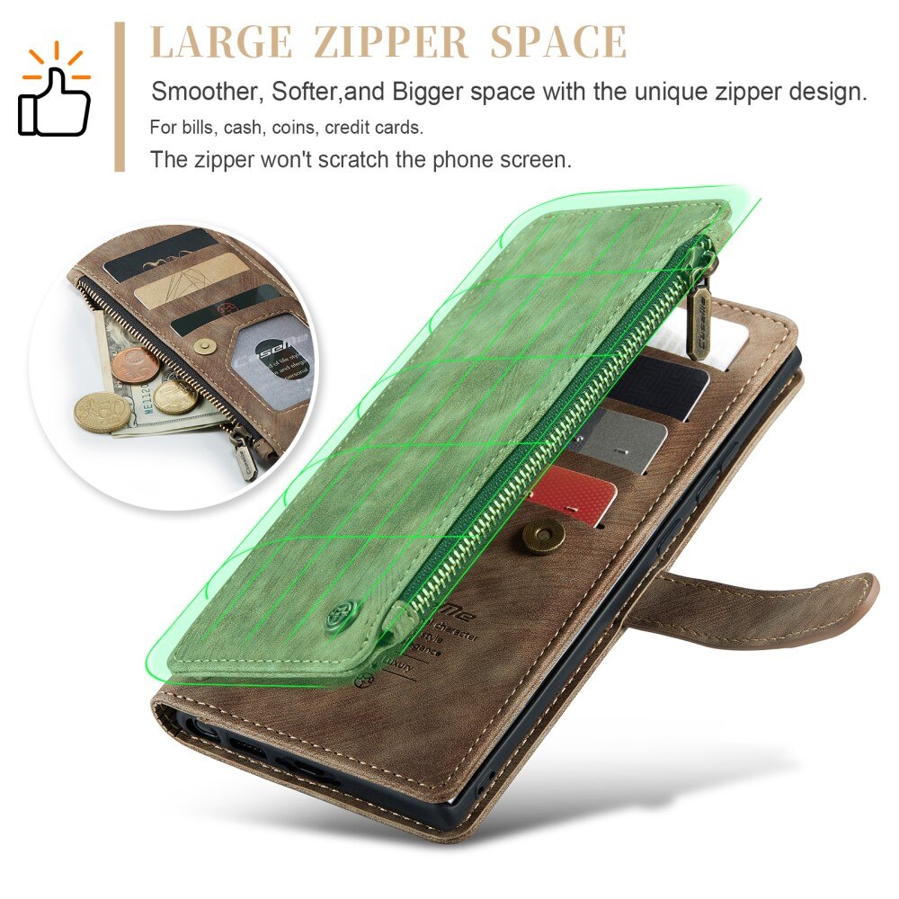 Zipper Wallet Samsung Galaxy S23 Ultra Ruskea