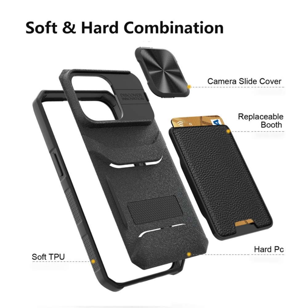 Hybridikuori Kamerasuojalla+Cardslot iPhone 14 Pro musta