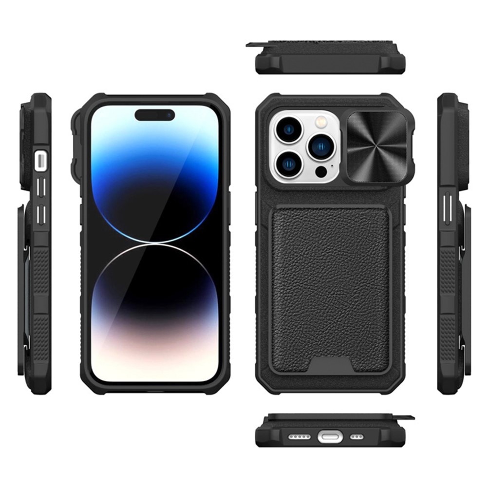 Hybridikuori Kamerasuojalla+Cardslot iPhone 14 Pro Max musta