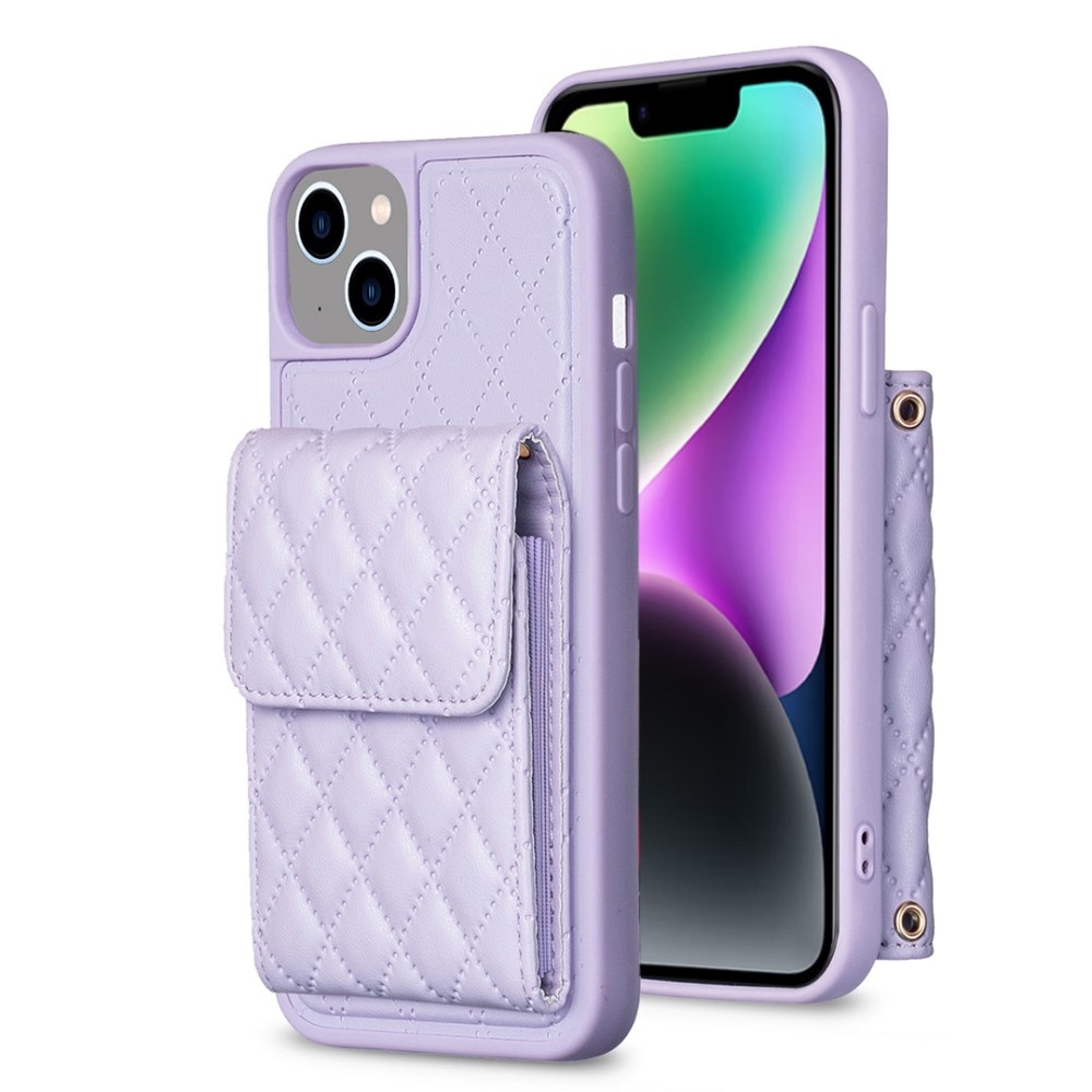 iPhone 14 Quilted Lompakonkuori liila