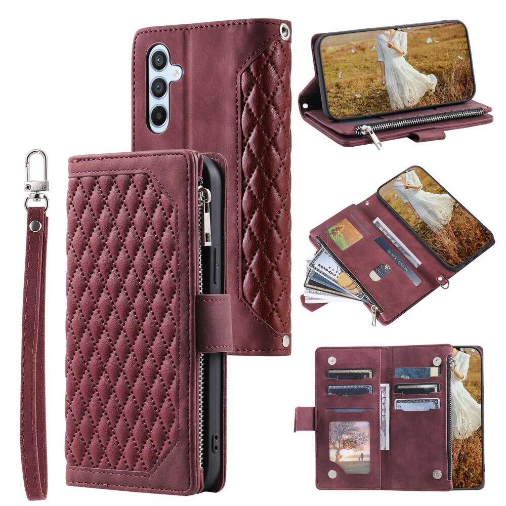 Lompakkolaukku Samsung Galaxy A54 Quilted punainen