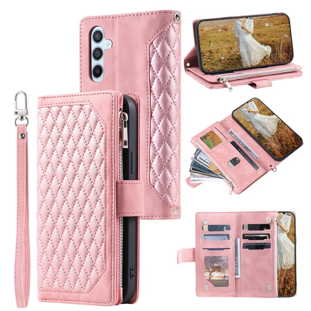 Lompakkolaukku Samsung Galaxy A54 Quilted vaaleanpunainen