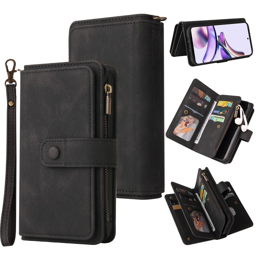 Leather Multi-Wallet Motorola Moto G53 musta