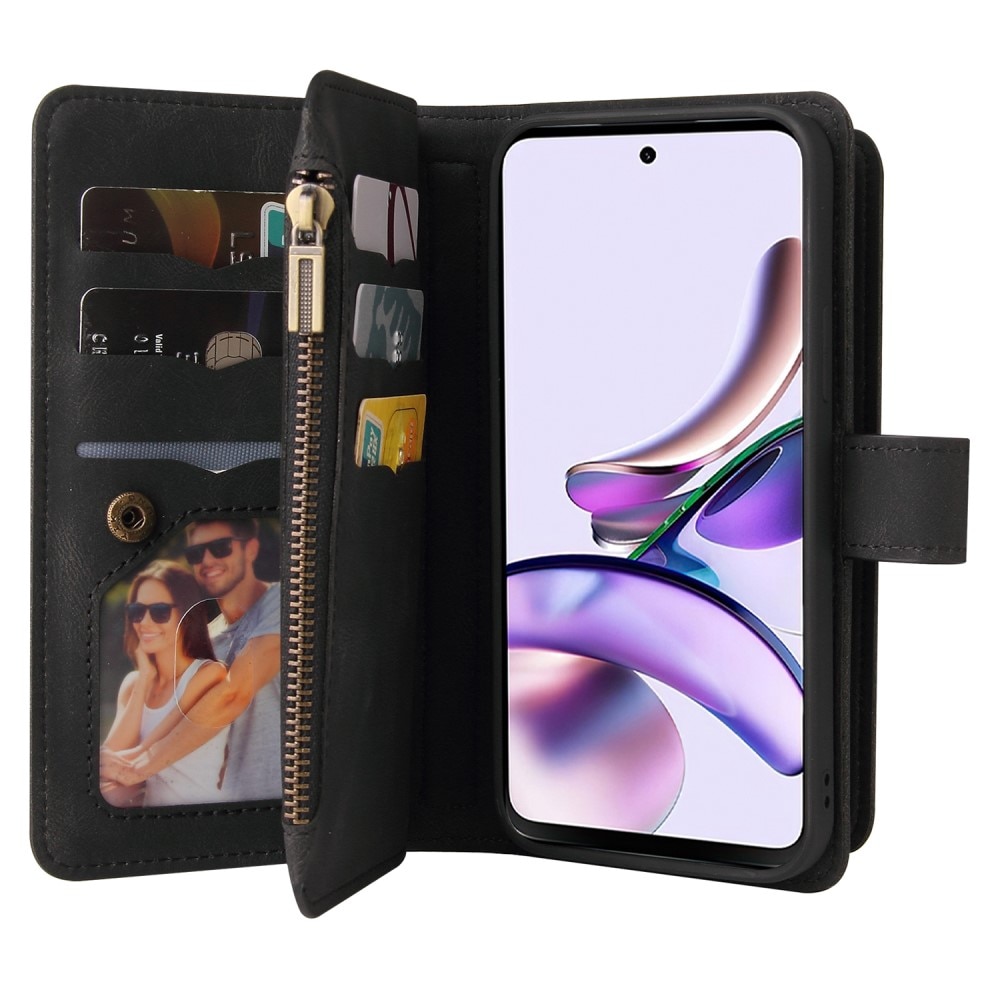 Leather Multi-Wallet Motorola Moto G53 musta