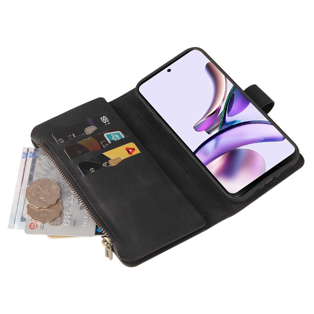 Leather Multi-Wallet Motorola Moto G23 musta