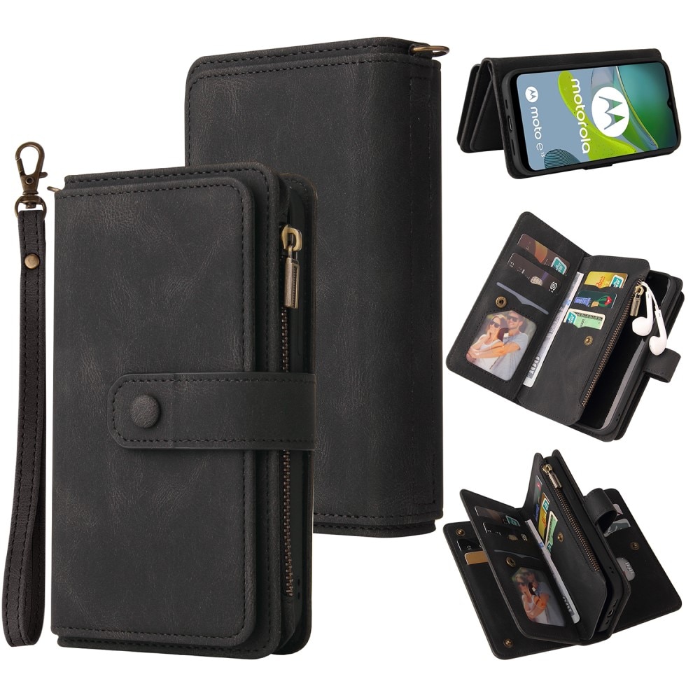 Leather Multi-Wallet Motorola Moto E13 musta