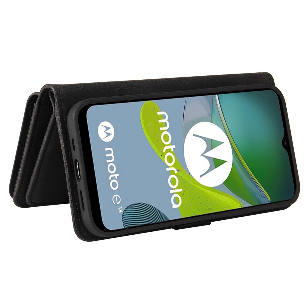 Leather Multi-Wallet Motorola Moto E13 musta