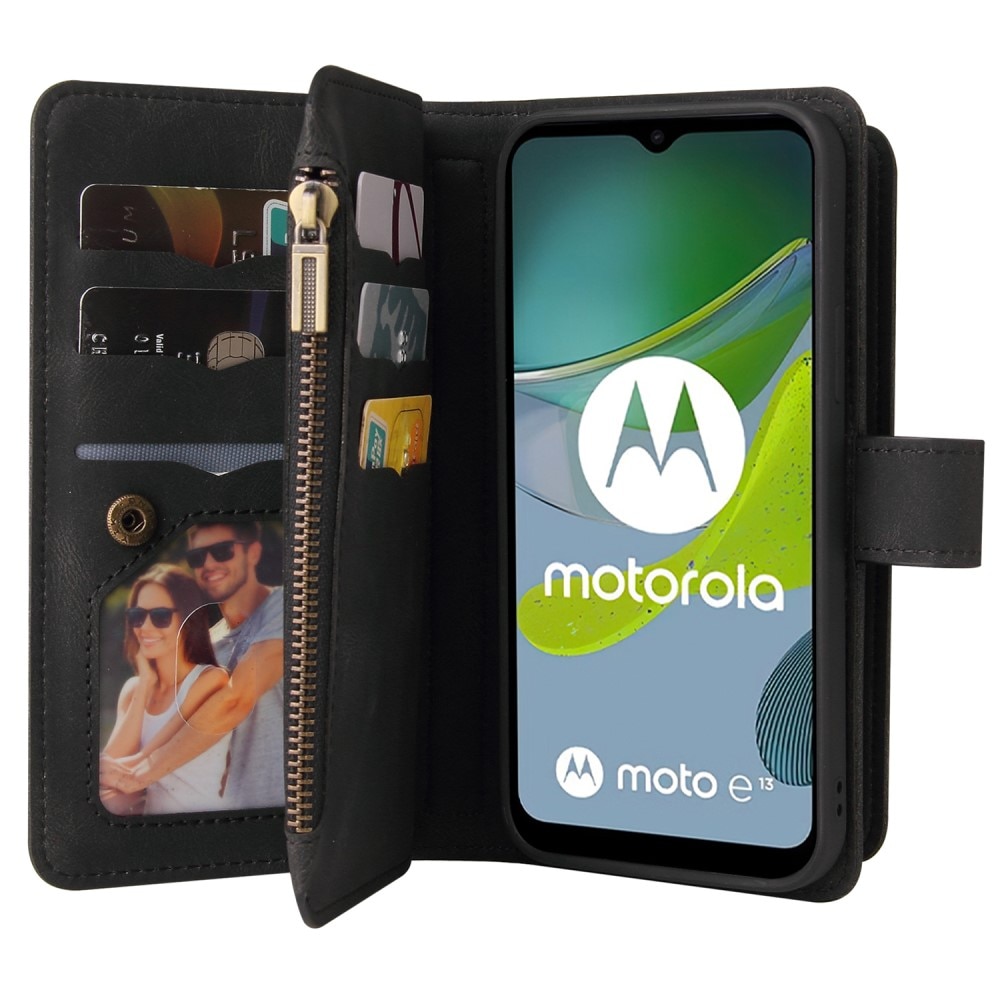 Leather Multi-Wallet Motorola Moto E13 musta