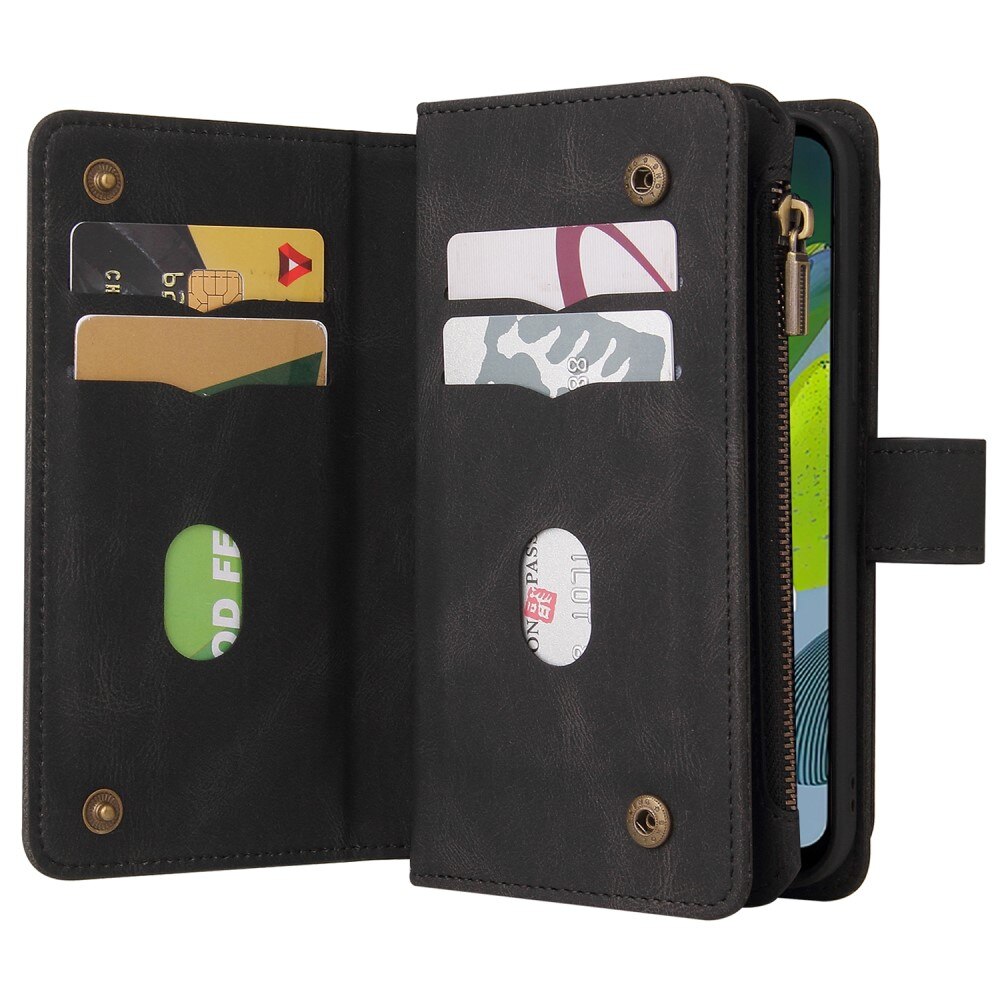 Leather Multi-Wallet Motorola Moto E13 musta