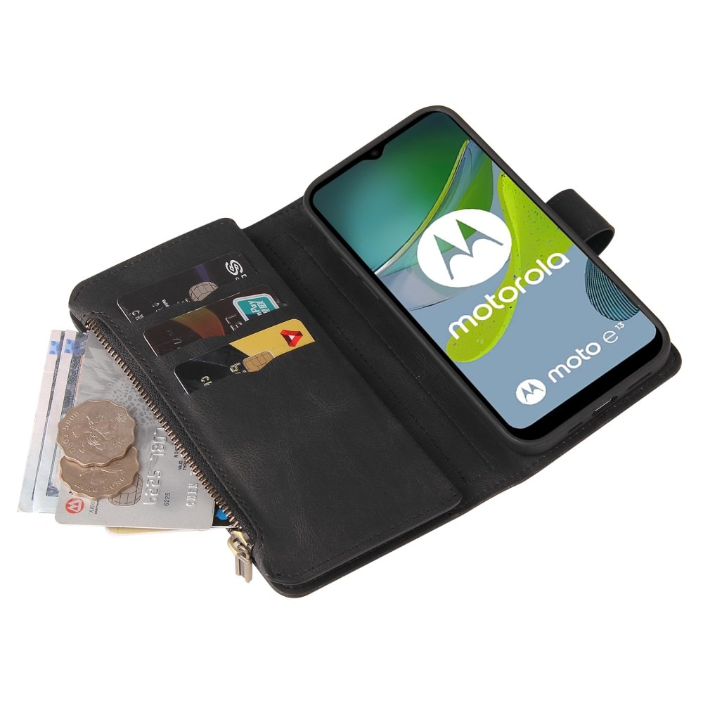 Leather Multi-Wallet Motorola Moto E13 musta