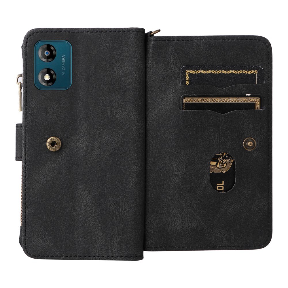 Leather Multi-Wallet Motorola Moto E13 musta