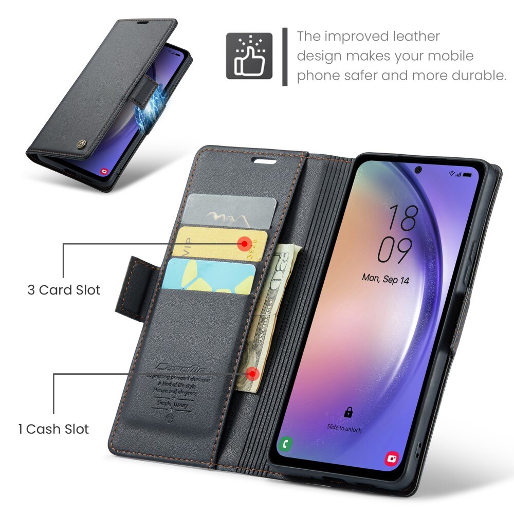 RFID Slim Lompakkokotelo Samsung Galaxy A54 Musta