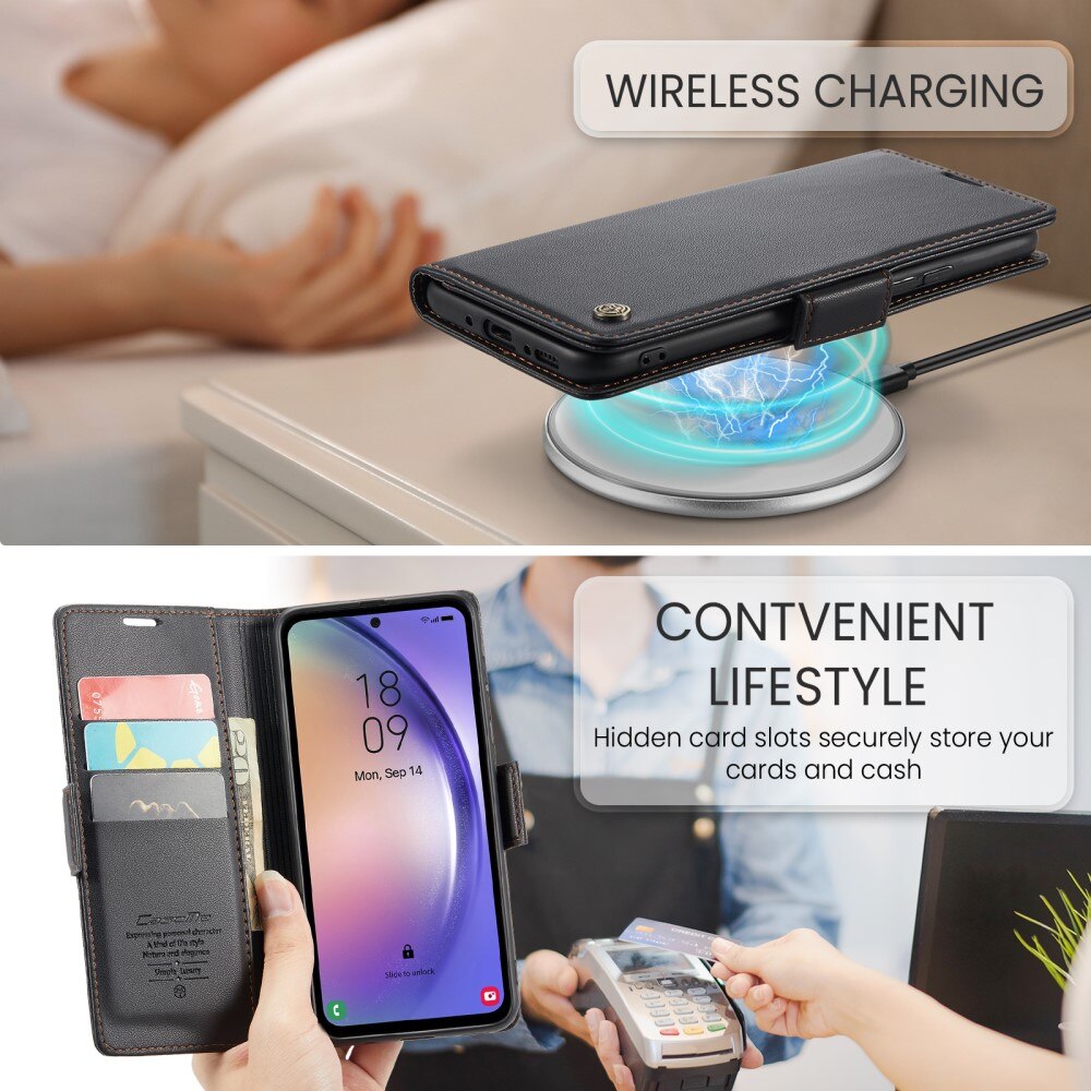 RFID Slim Lompakkokotelo Samsung Galaxy A54 Musta