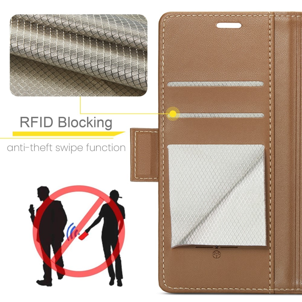 RFID-blocking Slim Lompakkokotelo Samsung Galaxy S22 Plus ruskea