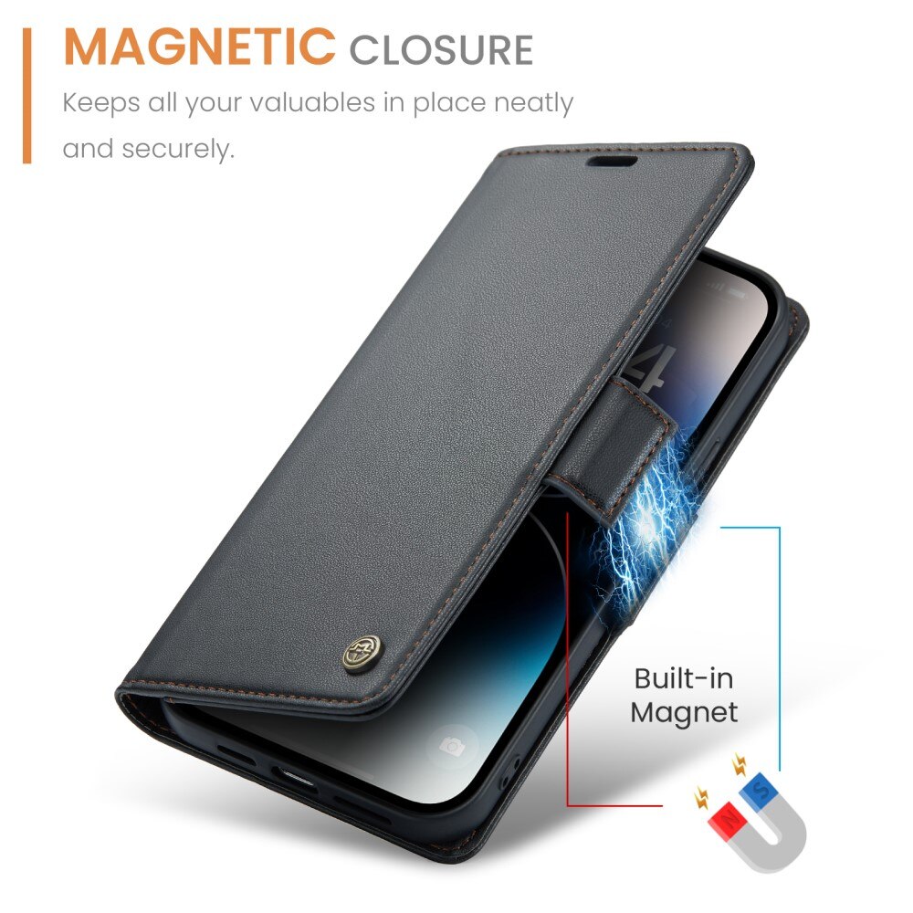 RFID Slim Lompakkokotelo Apple iPhone 14 Pro Musta
