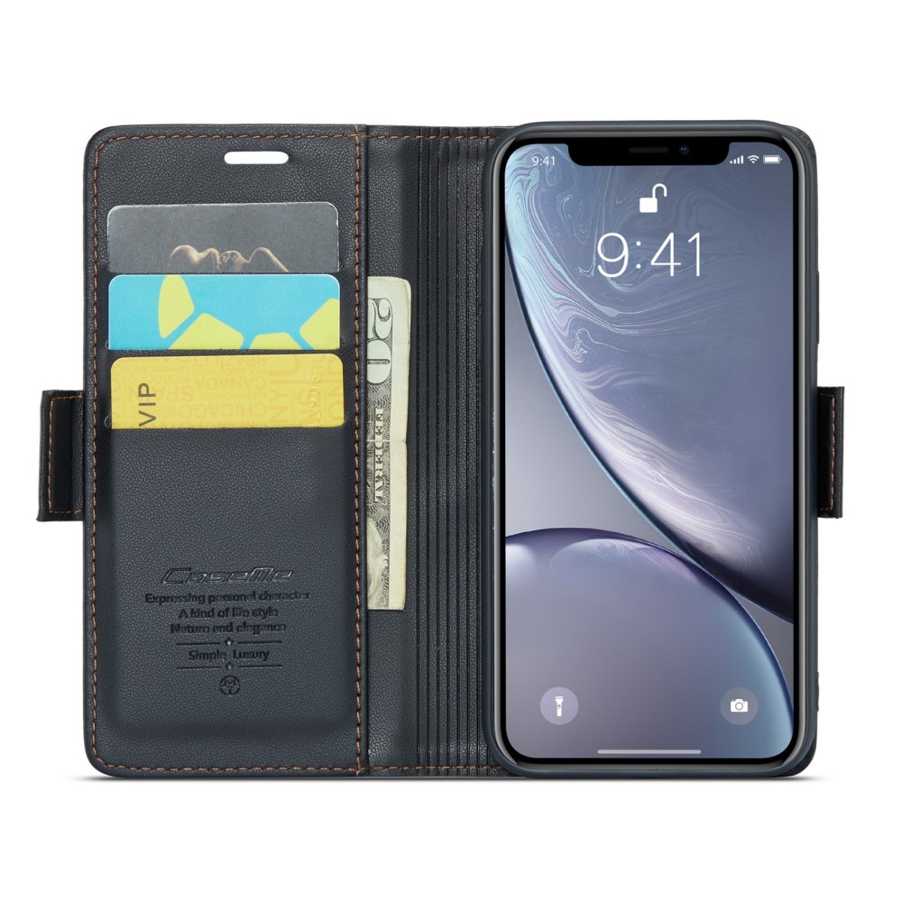 RFID Slim Lompakkokotelo iPhone Xr Musta