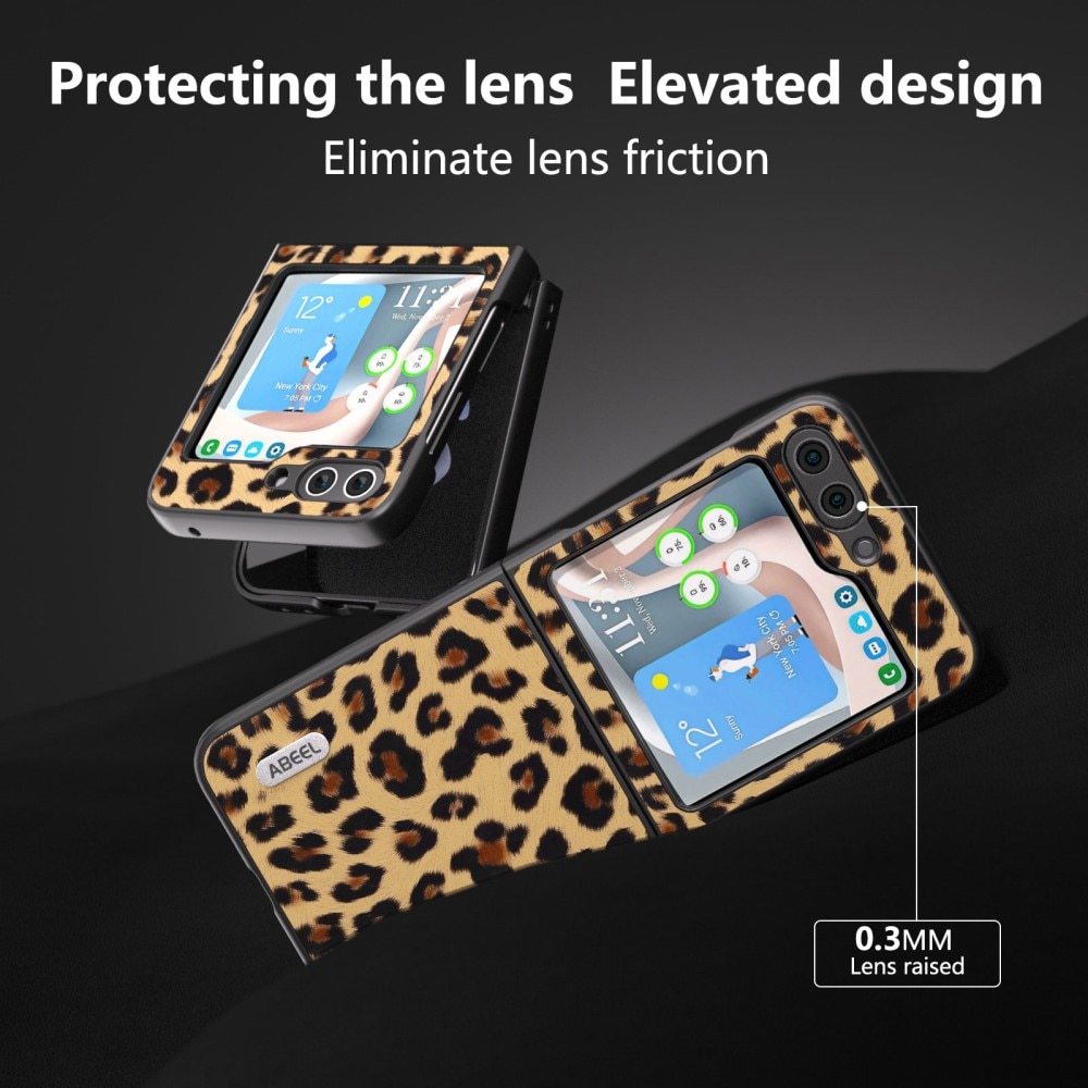Samsung Galaxy Z Flip 5 Nahkakotelo leopardi