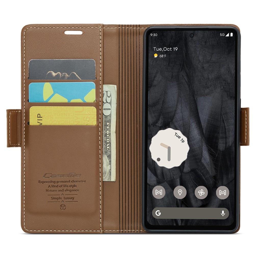 RFID-blocking Slim Lompakkokotelo Google Pixel 8 Pro ruskea