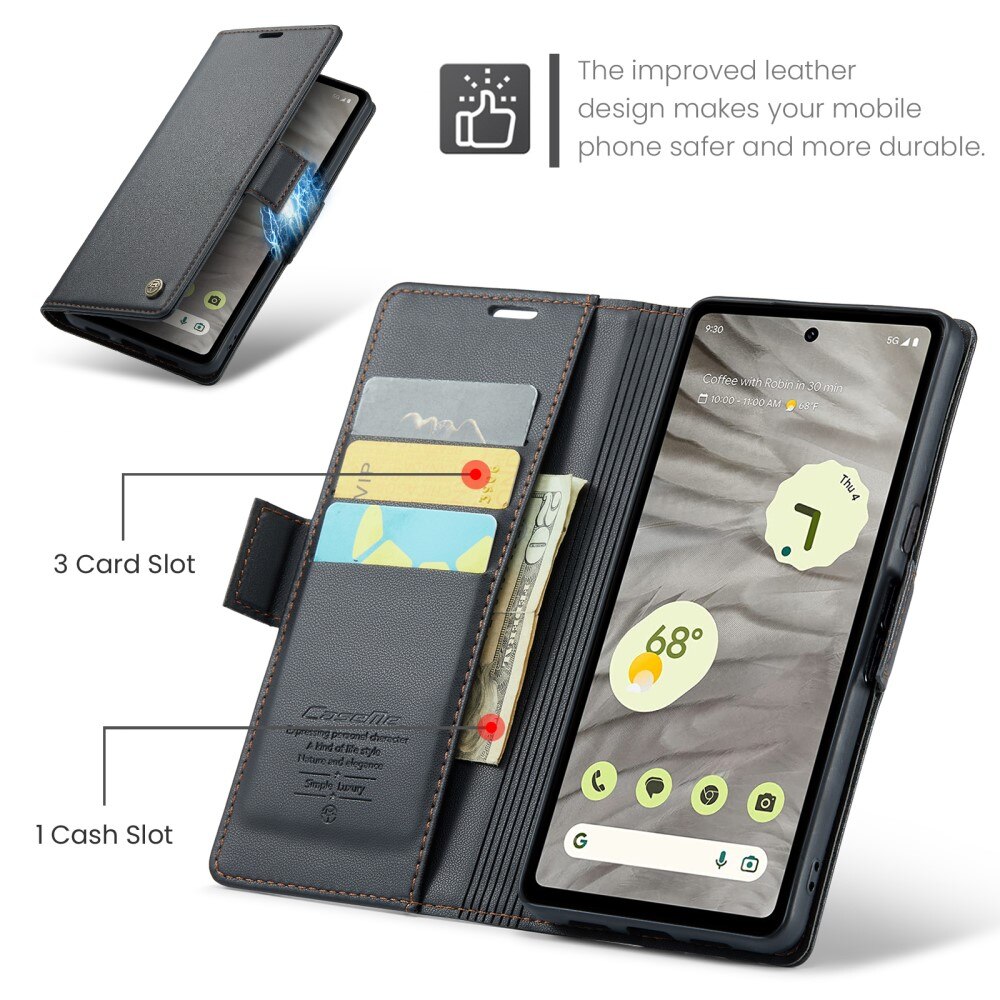 RFID Slim Lompakkokotelo Google Pixel 7a Musta