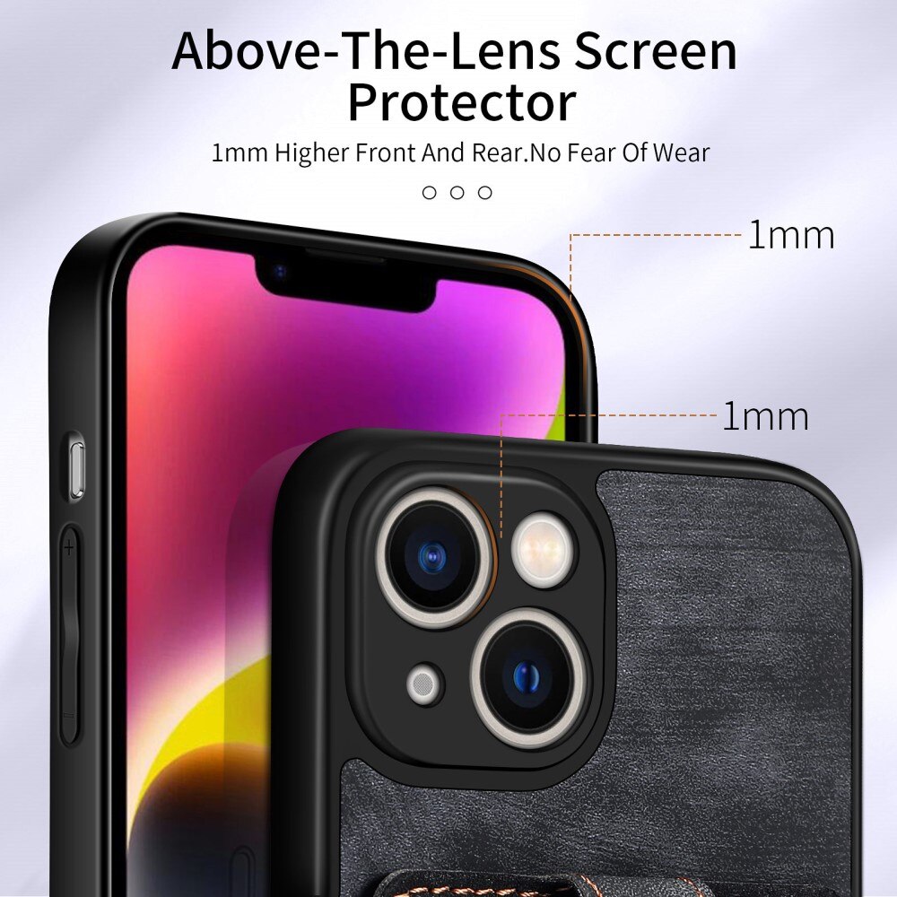 iPhone 14 Lompakonkuori tartuntarenkaalla musta